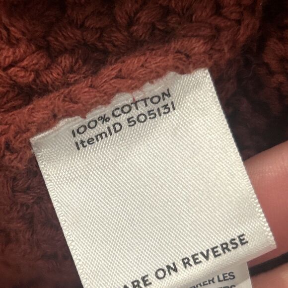 LL Bean Signature Sweater Womens Small Rust Red Cable Fisherman Knit Cotton - Picture 3 of 5